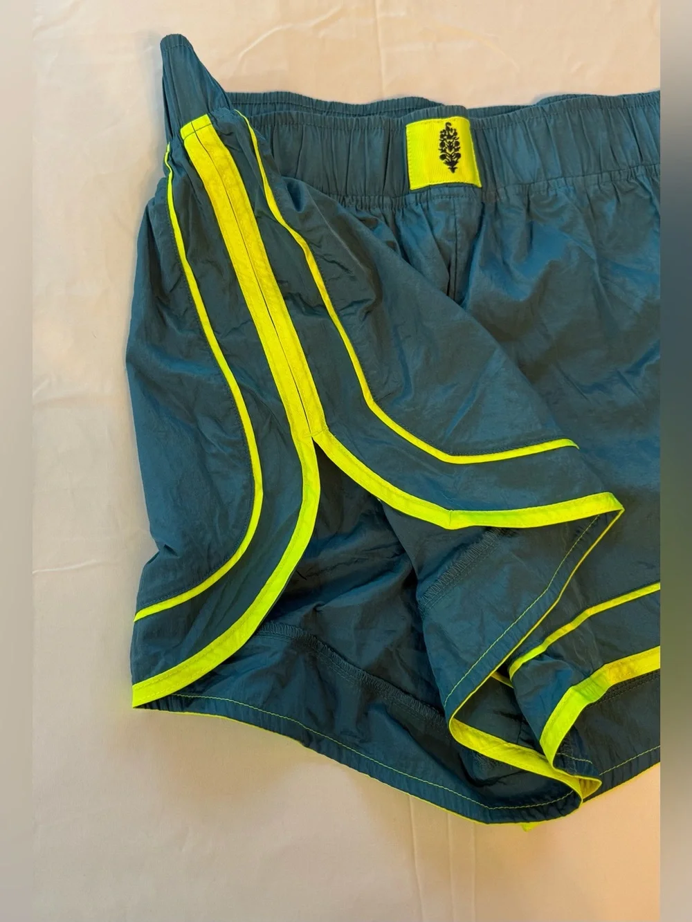 Free People FP Movement Varsity Blues Shorts XL Blue Neon Running Athletic NWOT